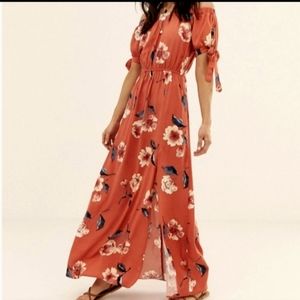 Band Of Gypsies Off The Shoulder Bold Floral Print Maxi Dress Size L